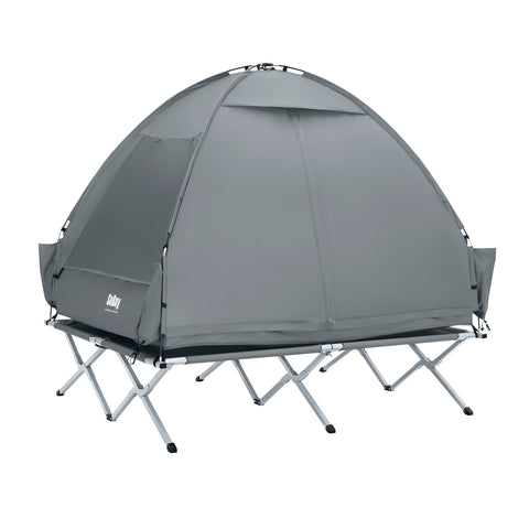SoBuy OGS32-II-L-HG Buitenkampeertent met lampenhaken en schoenenopbergvakken 3-in-1 praktisch veldbed
