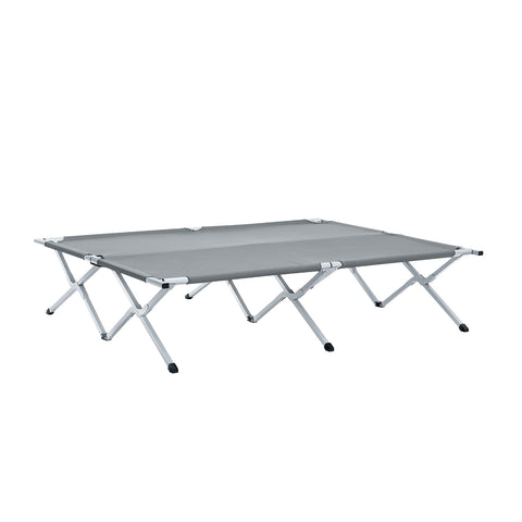 SoBuy OGS32-II-L-HG Buitenkampeertent met lampenhaken en schoenenopbergvakken 3-in-1 praktisch veldbed