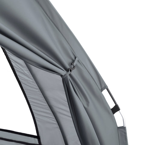 SoBuy OGS32-II-L-HG Buitenkampeertent met lampenhaken en schoenenopbergvakken 3-in-1 praktisch veldbed