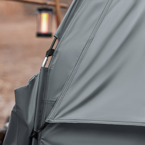 SoBuy OGS32-II-L-HG Buitenkampeertent met lampenhaken en schoenenopbergvakken 3-in-1 praktisch veldbed