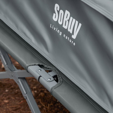 SoBuy OGS32-II-L-HG Buitenkampeertent met lampenhaken en schoenenopbergvakken 3-in-1 praktisch veldbed