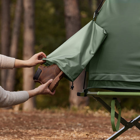 SoBuy OGS32-GR | 4-in-1 Tent met opvouwbaar  verhoogd bed, dak, slaapzak, luchtmatras  | Maximale belasting 114 kg | 1 Persoon | Groente