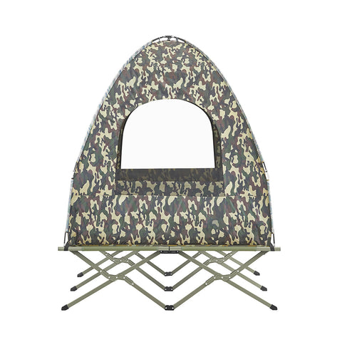 SoBuy OGS32-L-TN | 4-in-1 Tent met opvouwbaar  verhoogd bed, dak, slaapzak, luchtmatras  | Maximale belasting 180 kg | 1 Personen | Camouflage | Camouflage
