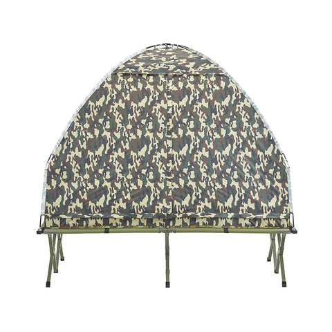 SoBuy OGS32-L-TN | 4-in-1 Tent met opvouwbaar  verhoogd bed, dak, slaapzak, luchtmatras  | Maximale belasting 180 kg | 1 Personen | Camouflage | Camouflage