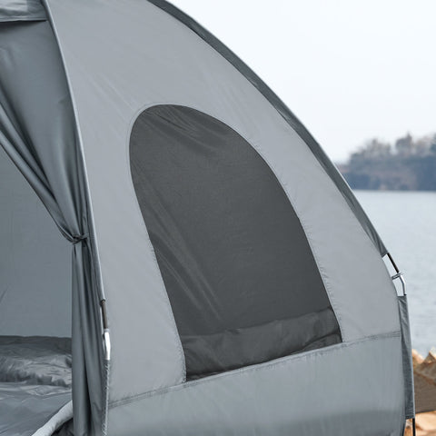 SoBuy OGS32-L-HG | 4-in-1 Tent met opvouwbaar  verhoogd bed, dak, slaapzak, luchtmatras  | Maximale belasting 180 kg | 1 Personen | Grijs