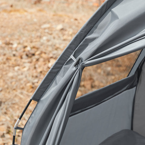 SoBuy OGS32-L-HG | 4-in-1 Tent met opvouwbaar  verhoogd bed, dak, slaapzak, luchtmatras  | Maximale belasting 180 kg | 1 Personen | Grijs