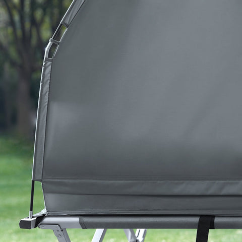 SoBuy OGS32-L-HG | 4-in-1 Tent met opvouwbaar  verhoogd bed, dak, slaapzak, luchtmatras  | Maximale belasting 180 kg | 1 Personen | Grijs