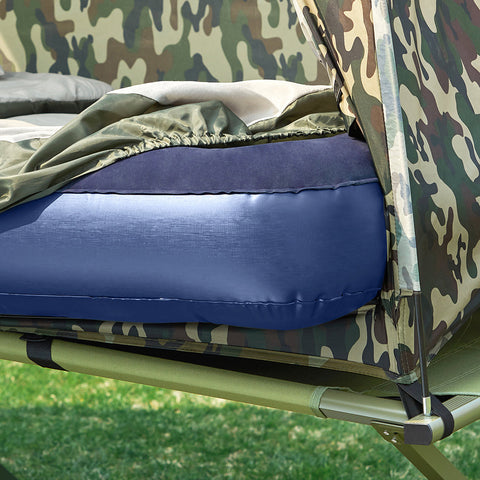 SoBuy OGS32-TN | 4-in-1 Tent met opvouwbaar  verhoogd bed, dak, slaapzak, luchtmatras  | Maximale belasting 114 kg | 1 Persoon | Camouflage | Camouflage