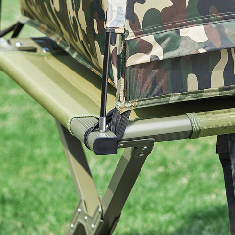 SoBuy OGS32-TN | 4-in-1 Tent met opvouwbaar  verhoogd bed, dak, slaapzak, luchtmatras  | Maximale belasting 114 kg | 1 Persoon | Camouflage | Camouflage