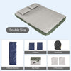 Sobuy OGS32-II-L-GR-P01 Campingmatras, 2-zits, strandmatras met kussen en pomp, trekkingsmatras, draagbaar, opblaasbare matras, tent, groen, 191 x 137 x 22 cm