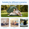 Sobuy OGS32-II-L-GR-P01 Campingmatras, 2-zits, strandmatras met kussen en pomp, trekkingsmatras, draagbaar, opblaasbare matras, tent, groen, 191 x 137 x 22 cm