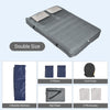 SoBuy OGS32-II-L-HG-P01 Campingmatras, 2-zits, strandmatras met kussen en pomp, trekkingmatras, draagbaar, opblaasbare matras, tent, grijs, 191 x 137 x 22 cm