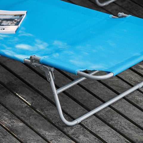SoBuy OGS35-Bx2 | Set van 2 | Ligstoel | Tuinstoel | Opvouwbaar | Verstelbaar | met Hoofdsteun en Zijzak Blauw