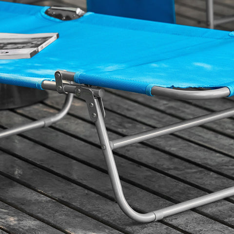 SoBuy OGS35-Bx2 | Set van 2 | Ligstoel | Tuinstoel | Opvouwbaar | Verstelbaar | met Hoofdsteun en Zijzak Blauw
