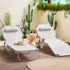 Pre-order SoBuy OGS35-MIx2 | Set van 2 | Ligstoel | Tuinstoel | Opvouwbaar | Verstelbaar | met Hoofdsteun en Zijzak | Beige