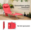 SoBuy OGS35-Rx2 | Set van 2 | Ligstoel | Tuinstoel | Opvouwbaar | Verstelbaar | met Hoofdsteun en Zijzak | Rood
