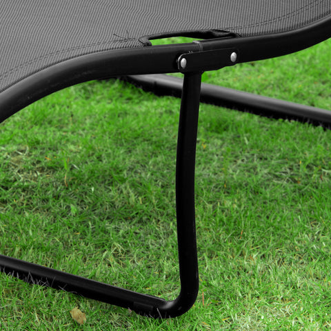 SoBuy OGS45-SCH | Ligstoel | Tuinstoel | Opvouwbaar| Ergonomische | met Verstelbare Hoofdsteun en Zijzak | Zwart