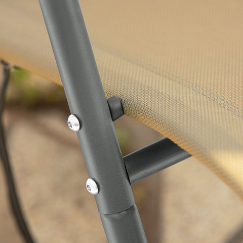 SoBuy OGS47-KA | Ligstoel | Tuinstoel | Swingstoel | Schommelstoel | Ergonomische | met Zijzak | Khaki