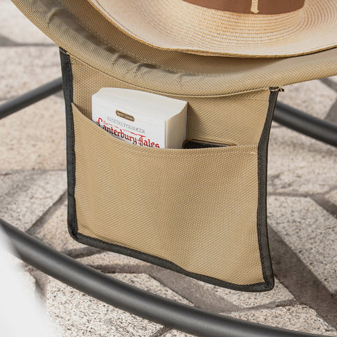 SoBuy OGS47-KA | Ligstoel | Tuinstoel | Swingstoel | Schommelstoel | Ergonomische | met Zijzak | Khaki
