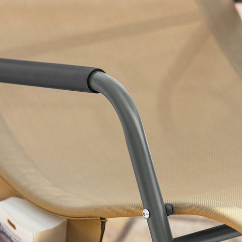 SoBuy OGS47-KA | Ligstoel | Tuinstoel | Swingstoel | Schommelstoel | Ergonomische | met Zijzak | Khaki