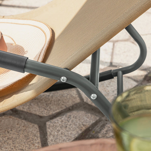 SoBuy OGS47-KA | Ligstoel | Tuinstoel | Swingstoel | Schommelstoel | Ergonomische | met Zijzak | Khaki