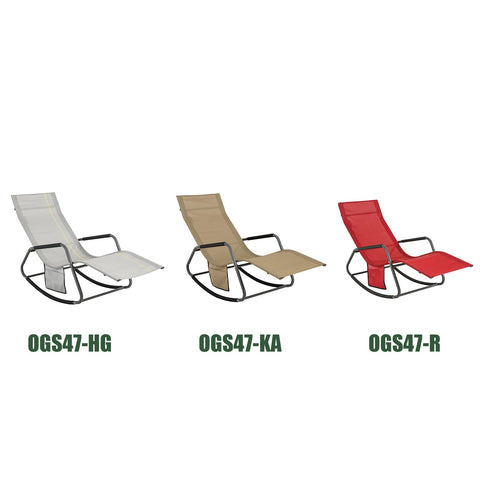SoBuy OGS47-R | Ligstoel | Tuinstoel | Swingstoel | Schommelstoel | Ergonomische | met Zijzak | Rood