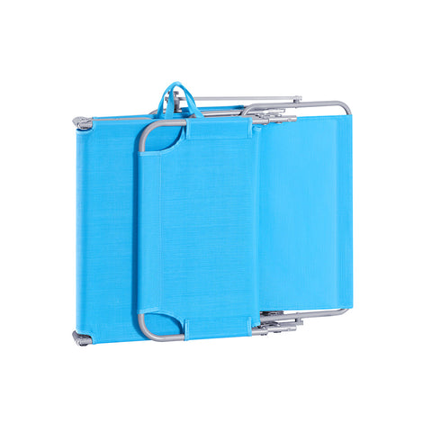 SoBuy OGS48-Bx2 | Set van 2 | Ligstoel | Tuinstoel | Opvouwbaar | Verstelbaar | met Verstelbaar Zonnedak, Hoofdsteun en Zijzak Blauw