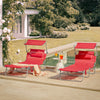 SoBuy Set van 2 Opvouwbare Ligstoelen, Verstelbare Lounge Stoelen met Luifel & 4 Standen - UV-Beschermende Zonnekap, Voor Zwembad, Camping en Buitenleven,Rood, OGS48-Rx2