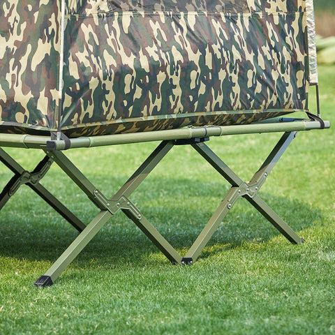 SoBuy OGS32-L-TN | 4-in-1 Tent met opvouwbaar  verhoogd bed, dak, slaapzak, luchtmatras  | Maximale belasting 180 kg | 1 Personen | Camouflage | Camouflage