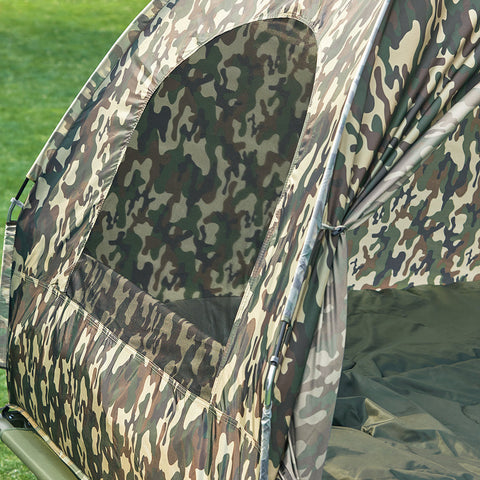 SoBuy OGS32-L-TN | 4-in-1 Tent met opvouwbaar  verhoogd bed, dak, slaapzak, luchtmatras  | Maximale belasting 180 kg | 1 Personen | Camouflage | Camouflage