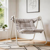 SoBuy OGS62-MI Schommelstoel met verstelbare parasol voor tuin en balkon, hangmat en tuinschommel voor buiten, beige, 108 x 126 x 163 cm