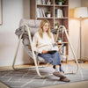 SoBuy OGS62-MI Schommelstoel met verstelbare parasol voor tuin en balkon, hangmat en tuinschommel voor buiten, beige, 108 x 126 x 163 cm
