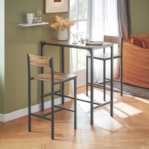 SoBuy OGT03-XL Bistrotafel Bistro Meubelen Tuin Bartafel 2 Krukken 3 Delige Set