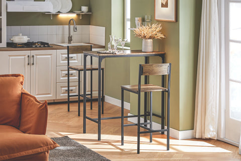 SoBuy OGT03-XL Bistrotafel Bistro Meubelen Tuin Bartafel 2 Krukken 3 Delige Set