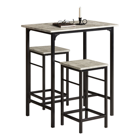SoBuy OGT10-HG Bistrotafel 3-delige Tafel met 2 stoelen Bartafelset Eettafel Grijze Zitgroep