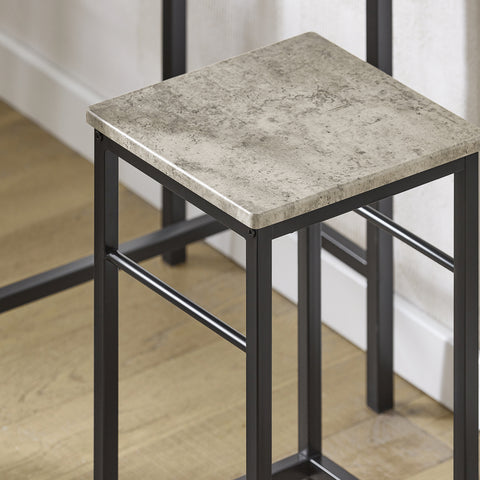 SoBuy OGT10-HG Bistrotafel 3-delige Tafel met 2 stoelen Bartafelset Eettafel Grijze Zitgroep