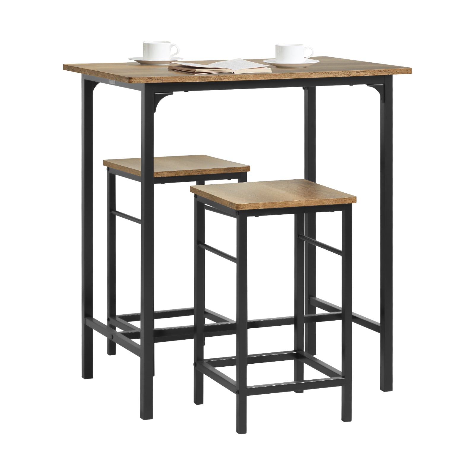 OGT10-HG Bistrotafel 3-delige Tafel Met 2 Stoelen Bartafelset Ee Grijze Zitgroep