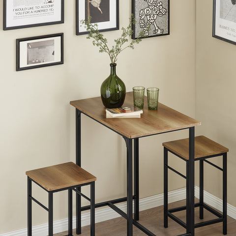 SoBuy OGT10-PF Bistrotafel 3-delige Tafel met 2 stoelen Bartafelset Eettafel