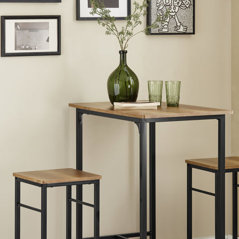 SoBuy OGT10-PF Bistrotafel 3-delige Tafel met 2 stoelen Bartafelset Eettafel