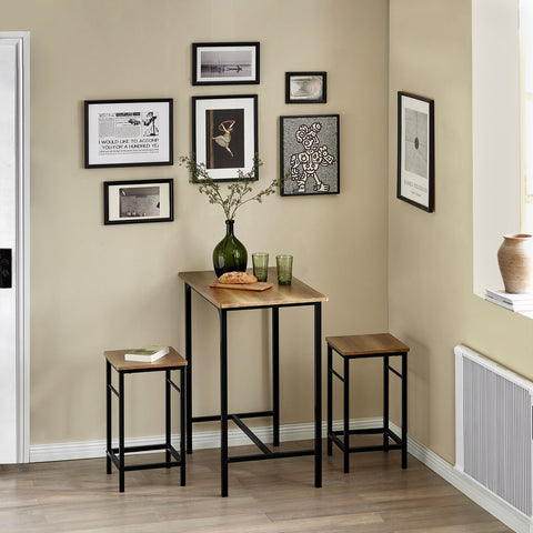 SoBuy OGT10-PF Bistrotafel 3-delige Tafel met 2 stoelen Bartafelset Eettafel
