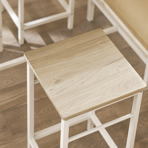 SoBuy OGT11-WN Bartafel Tafel met 4 krukken – Tuinset bartafelset 5-delige eettafel bistrotafel met 4 stoelen