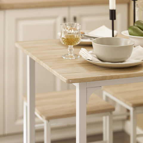 SoBuy OGT11-WN Bartafel Tafel met 4 krukken – Tuinset bartafelset 5-delige eettafel bistrotafel met 4 stoelen