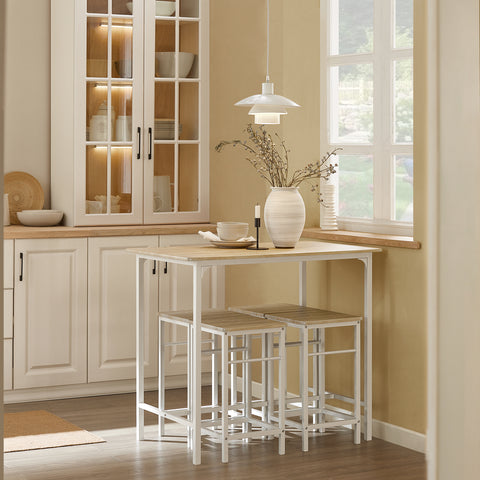 SoBuy OGT11-WN Bartafel Tafel met 4 krukken，Tuinset bartafelset 5-delige eettafel bistrotafel met 4 stoelen