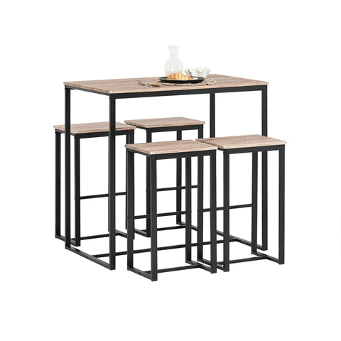 SoBuy OGT15-N 5-delig bartafel met stoelen eettafel statafel bistrotafel met 4 barkrukken