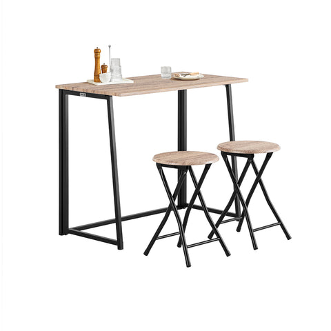 SoBuy OGT18-N Eettafel Set 3-delige Klaptafel met 2 Krukken Eetstoel Tuinzitgroep Keukentafel