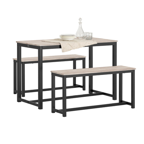 SoBuy OGT25-HN 3-delige eetgroep, eettafel met bank, zitgroep, keuken, eetkamer, houten tafel, balkontafel, eetkamertafel, natuur