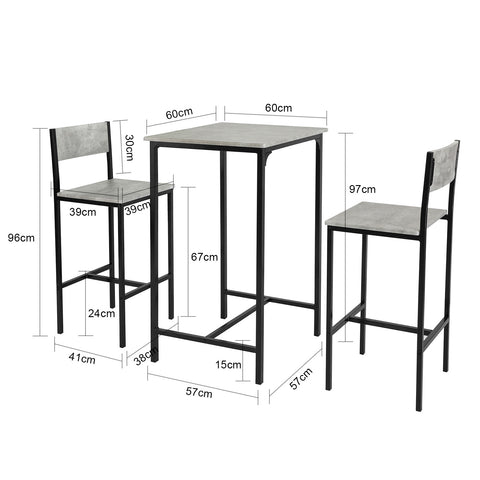 SoBuy OGT27-HG 3-delig Bartafel met Stoelen Barset Bistrotafel met 4 Barkrukken Zitgroep