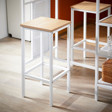SoBuy OGT51-WN Tafelset en 2 krukken, keukentafel met 3 zijplanken, hoge statafel voor keuken, eetkamer, woonkamer, bistro en balkon