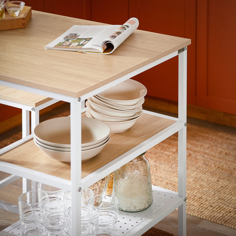 SoBuy OGT51-WN Tafelset en 2 krukken, keukentafel met 3 zijplanken, hoge statafel voor keuken, eetkamer, woonkamer, bistro en balkon