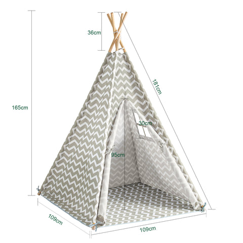 SoBuy OSS03 Speeltent Kinderen Indianen Tipi Tipi-tent - Grijs